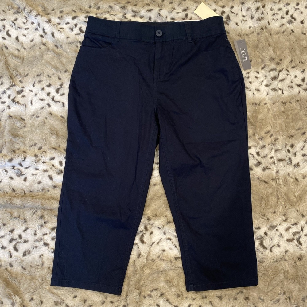 Christopher & Banks Cropped Chino Pants Women's 6P Navy‎ Blue Comfort Waistband